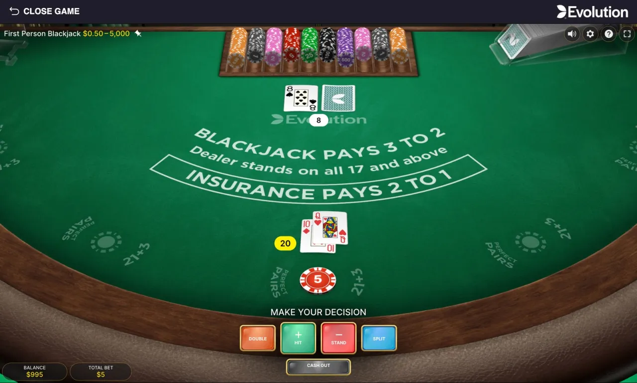 First Person Blackjack slot