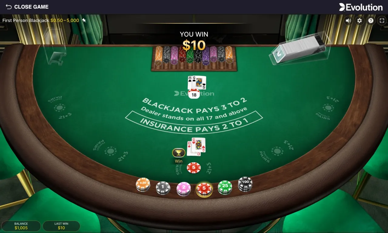First Person Blackjack slot