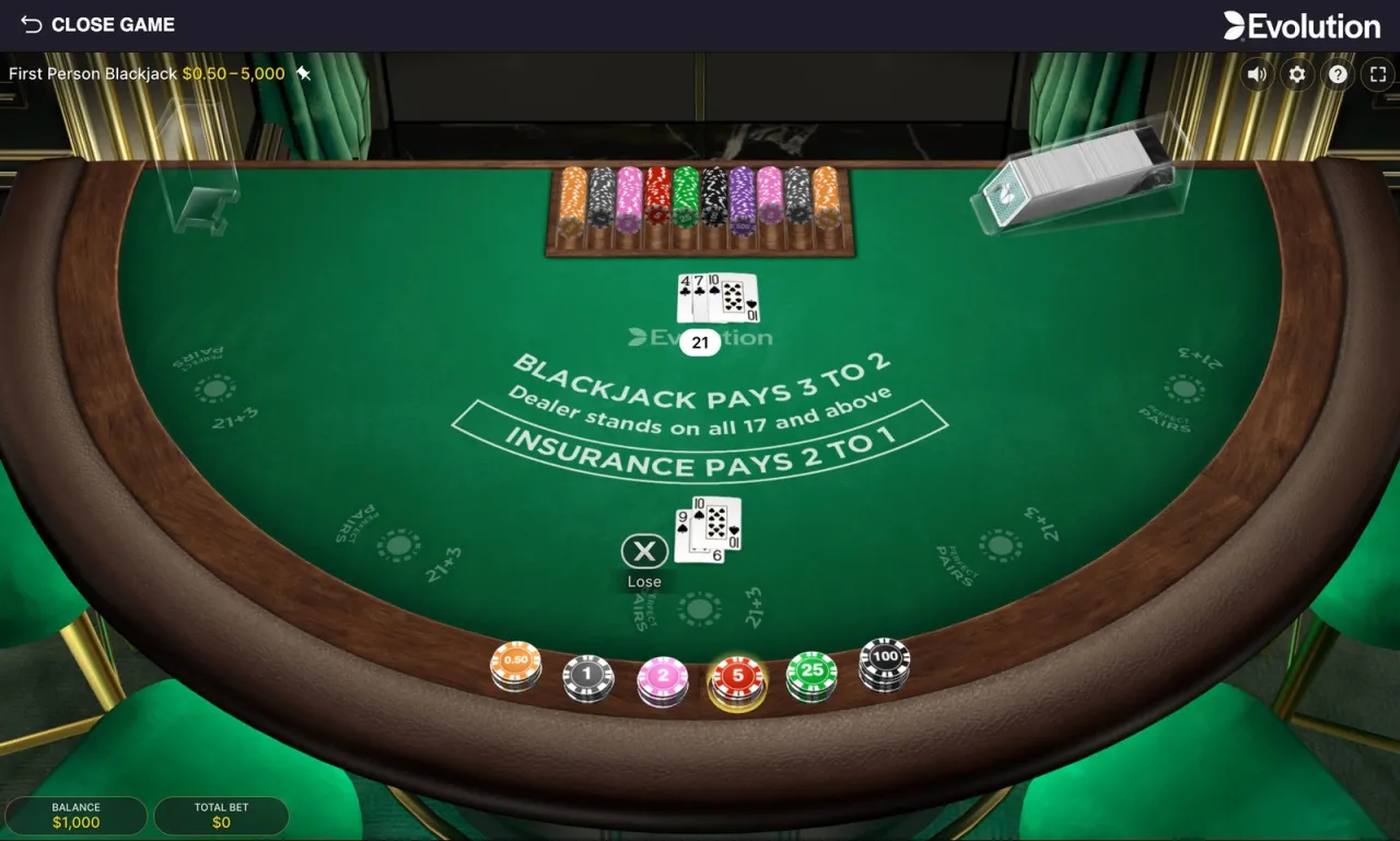First Person Blackjack slot