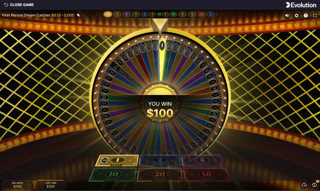 After switching to the even-money 1, the wheel stops on 1 and pays $100