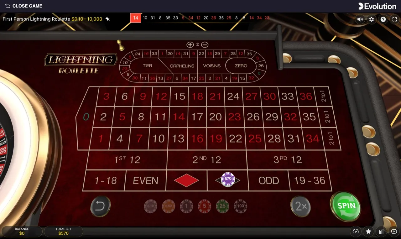 Approaching the final all-in round, the betting grid lit as the Lightning Lucky Numbers strike