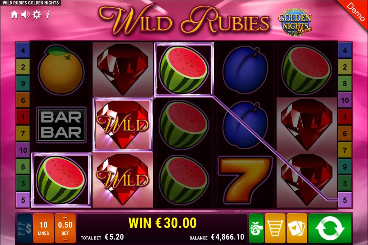 Wild Rubies Golden Nights Bonus slot
