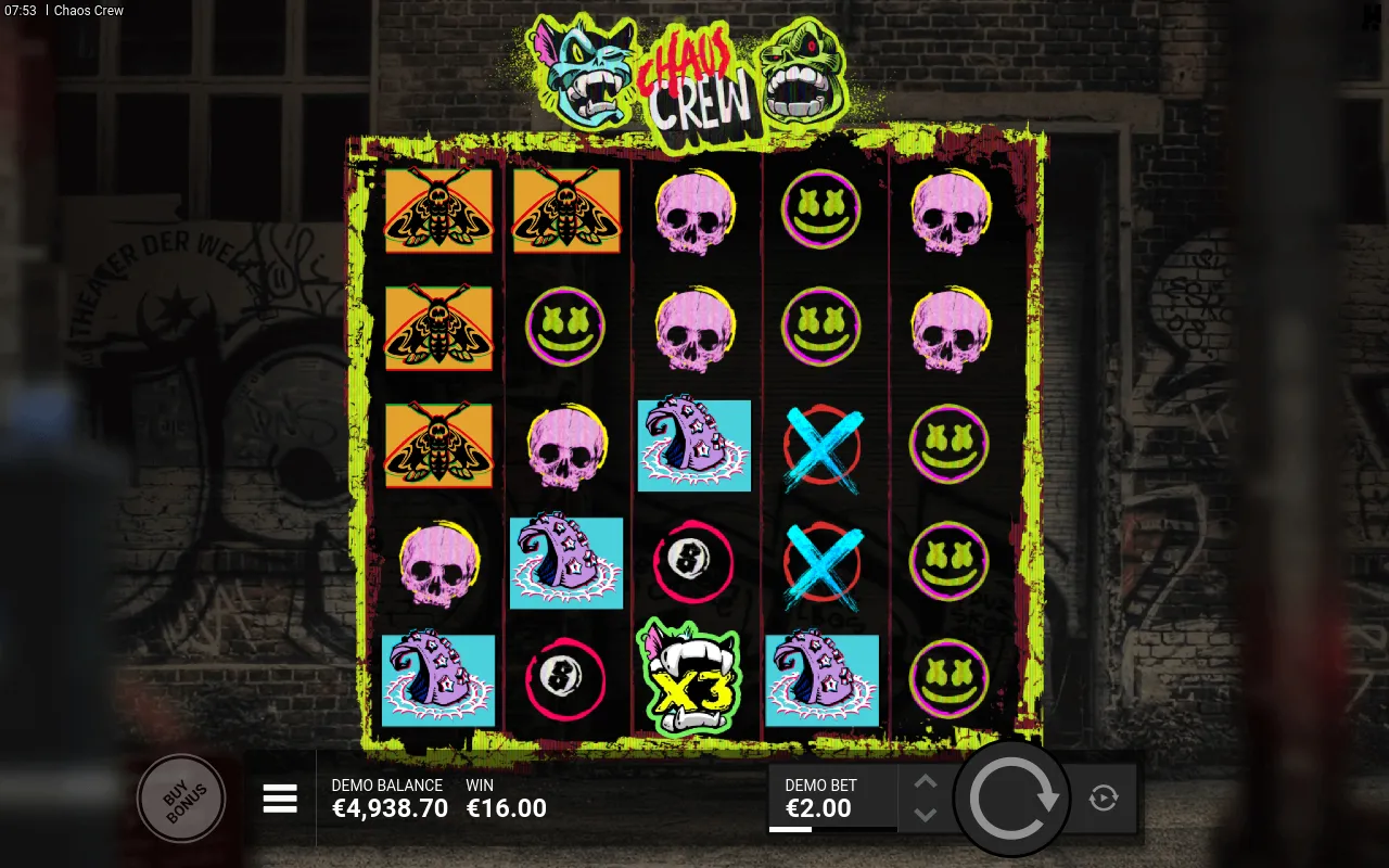 A 16.00 base win from a single 3x crew-face wild on the bottom reel