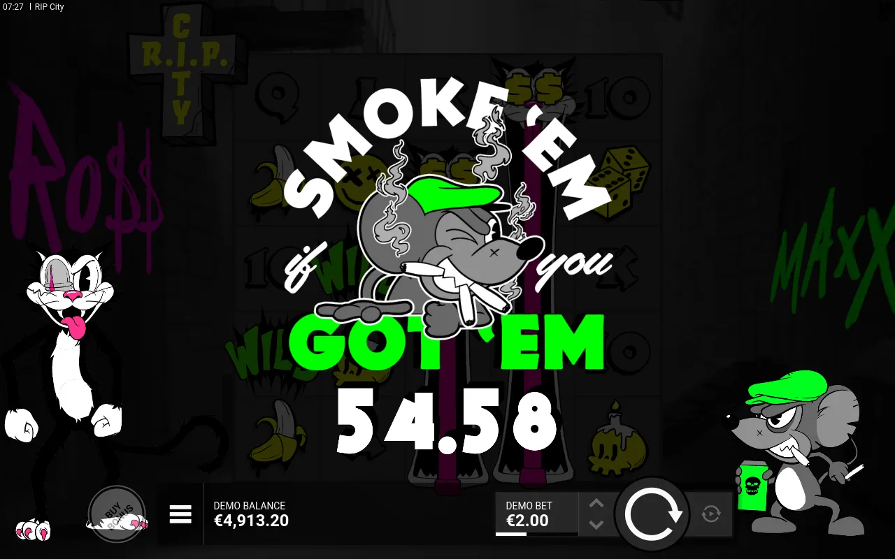 SMOKE 'EM IF YOU GOT 'EM banner reading 54.58 over twin tall pink Wild Cats