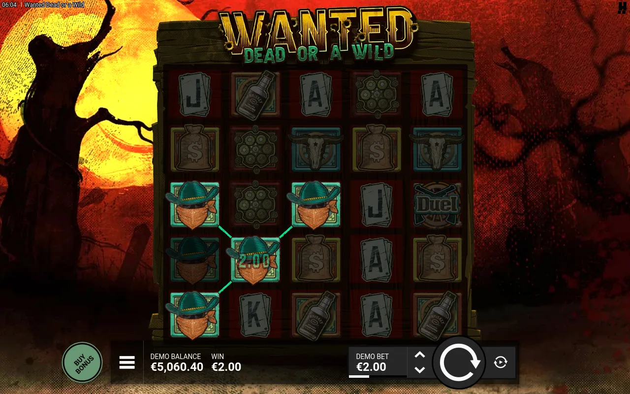 A bandit-acorn cluster across four positions for a 2.00 pay