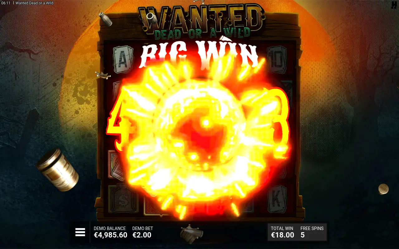 Big-win coin-burst screen mid free-spins round