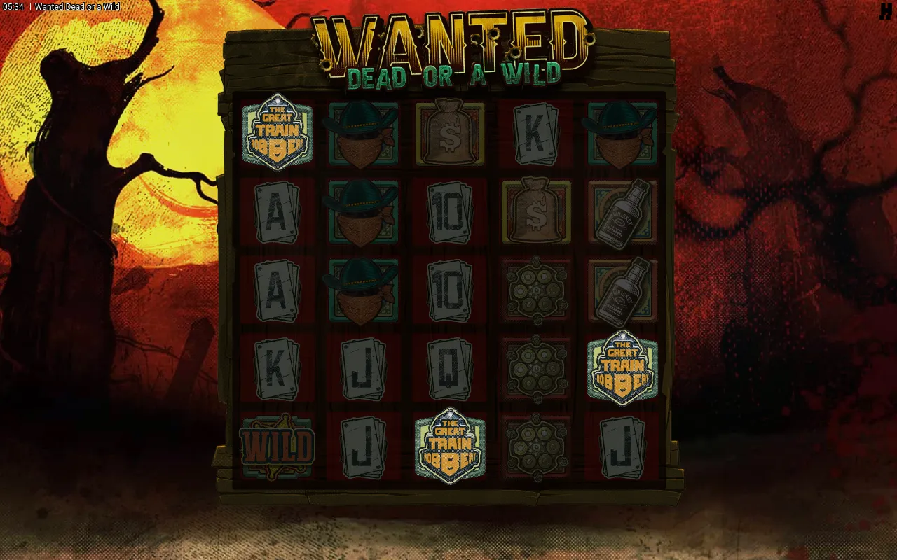 Three blue Great Train Robber scatter shields on the grid triggering the free-spins round