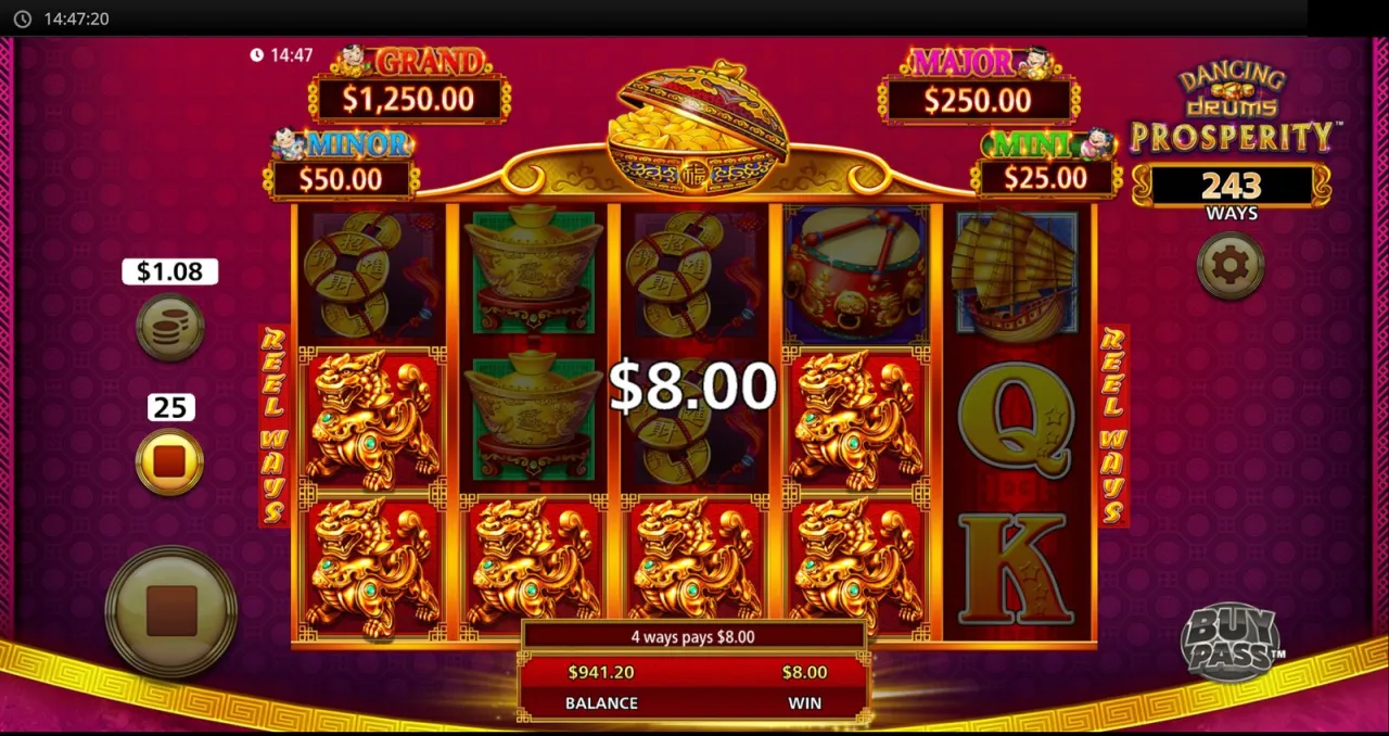 Four gold lions across four ways, the block's best win at $8.00