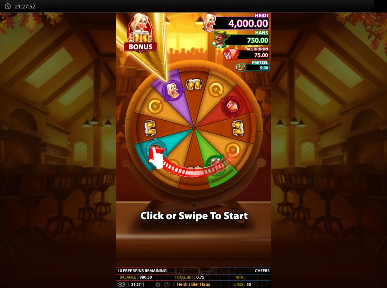 Heidi's Wheel waiting on Click or Swipe To Start