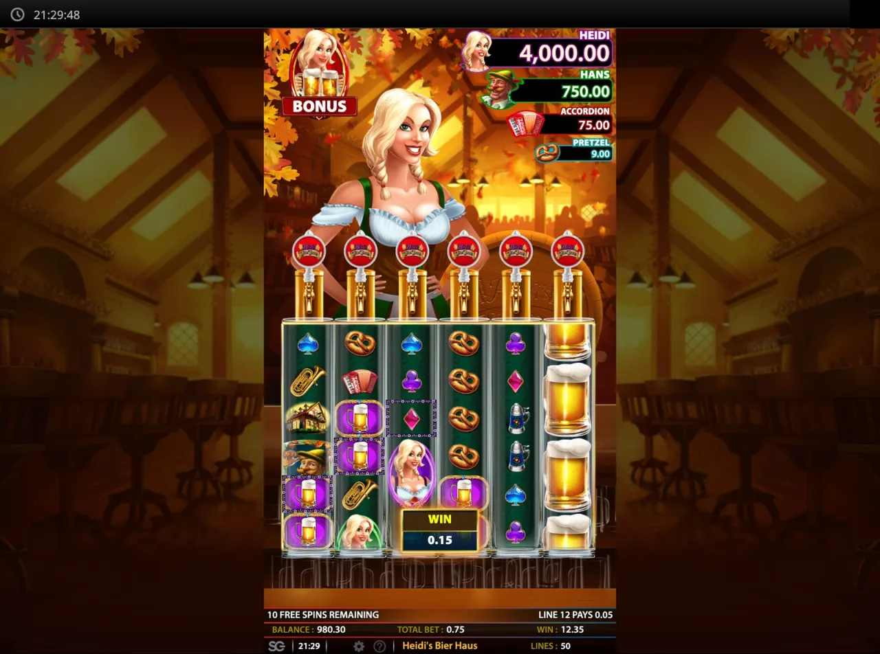 Purple framed mugs locked in place with 10 free spins remaining