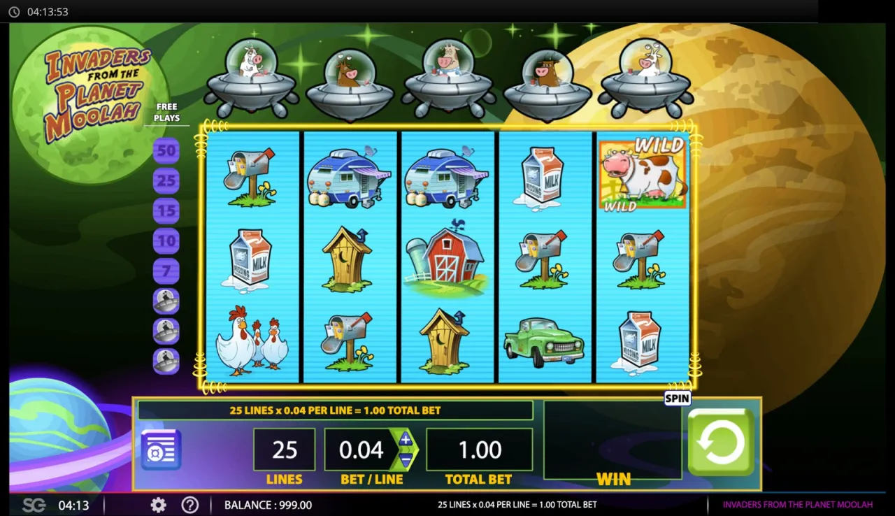 Farm reels under a row of saucers, balance 999.00