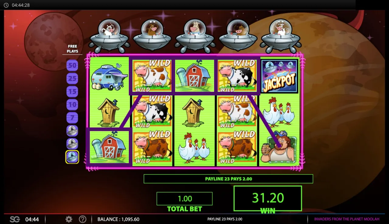 Six wilds on the feature reels, WIN 31.20