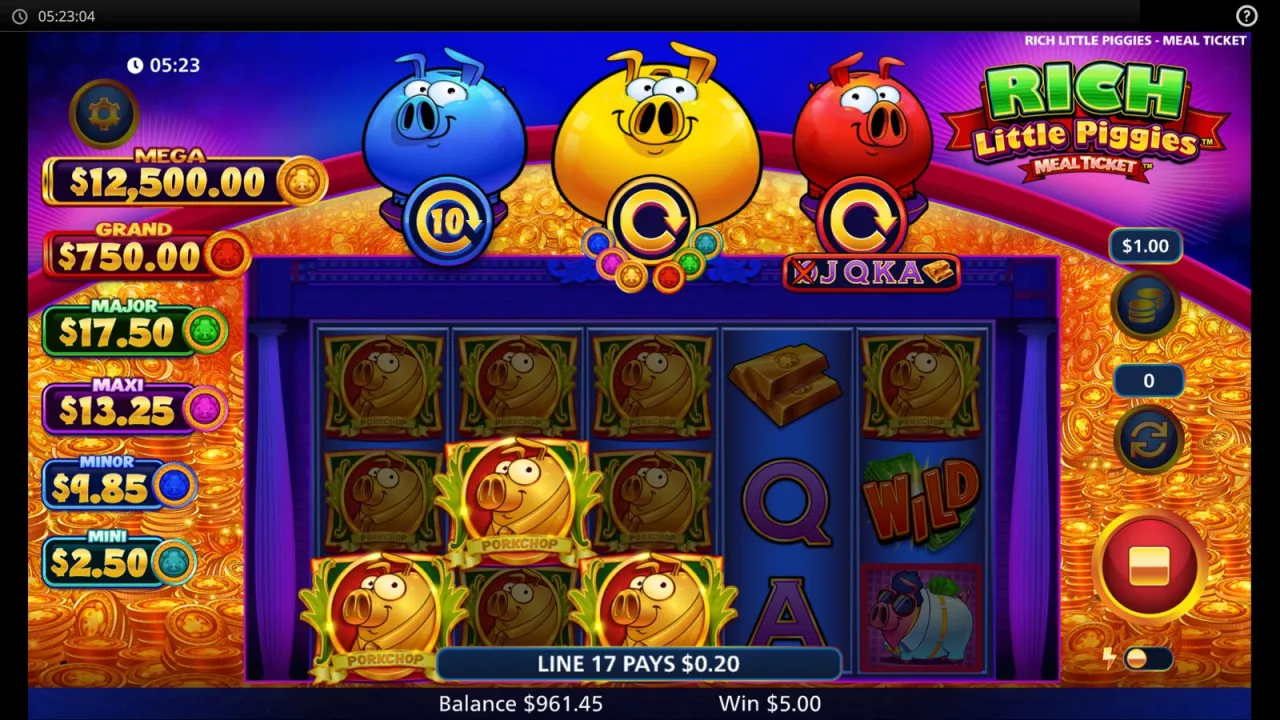 Rich Little Piggies Meal Ticket slot