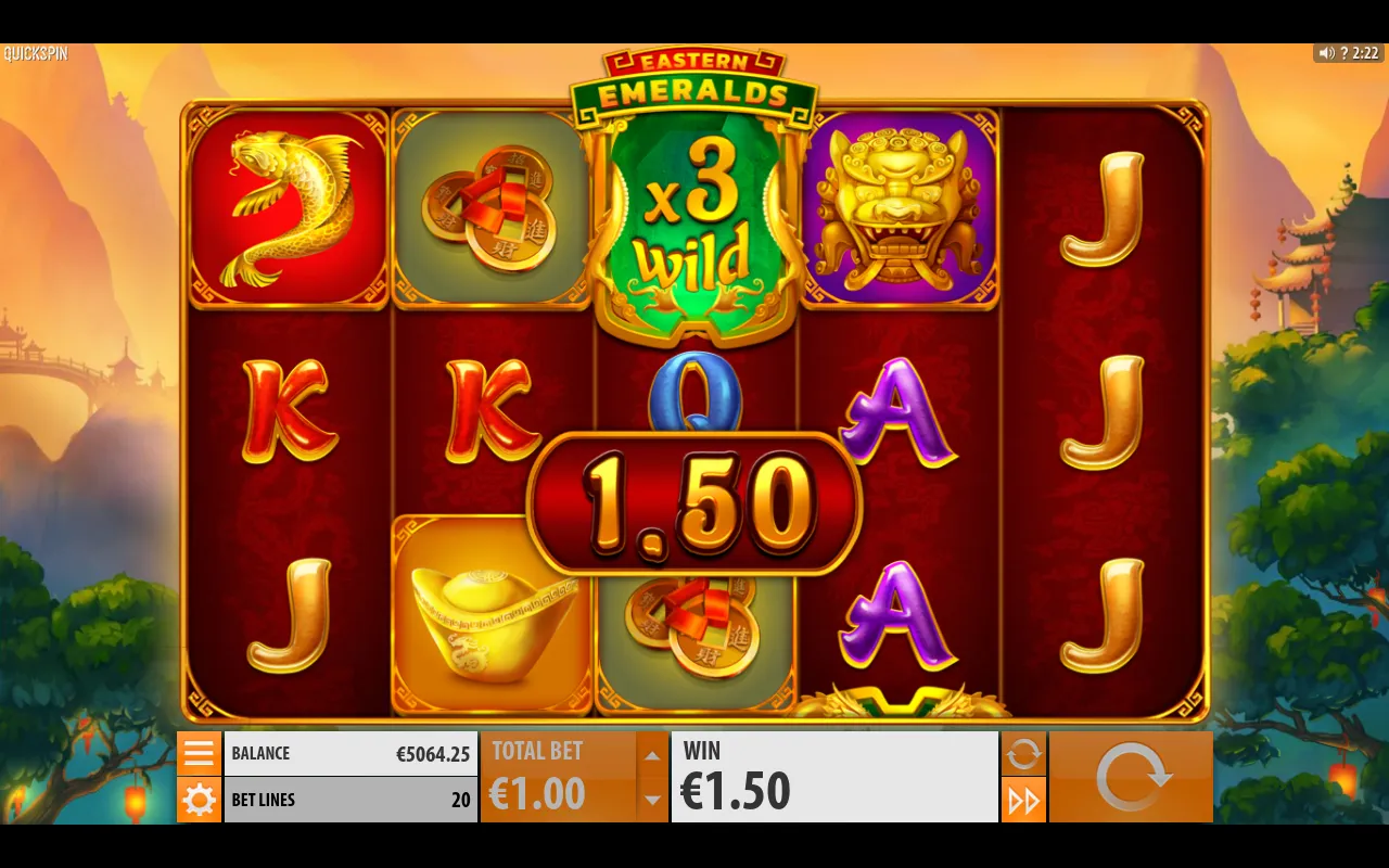 Three Jack symbols paying on a line with a x3 multiplier wild on reel three