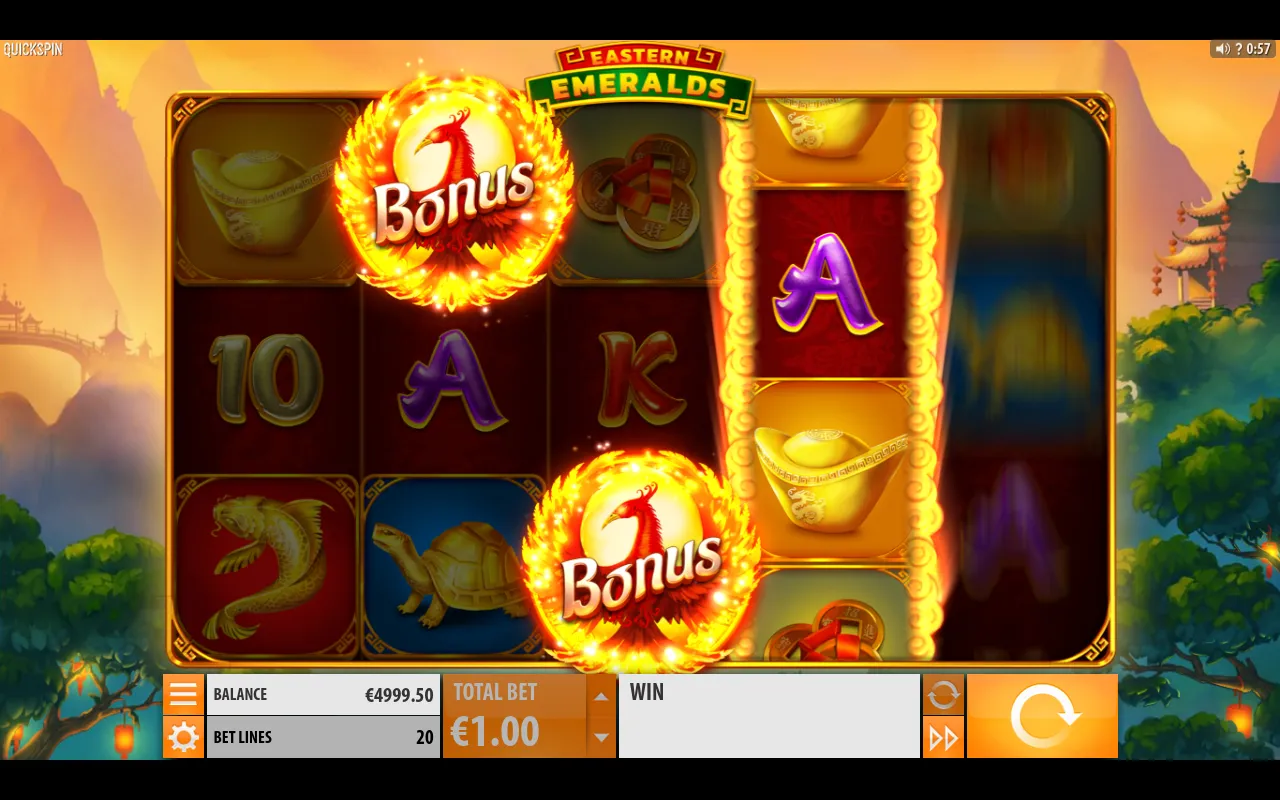Two phoenix scatters with a third reel still spinning