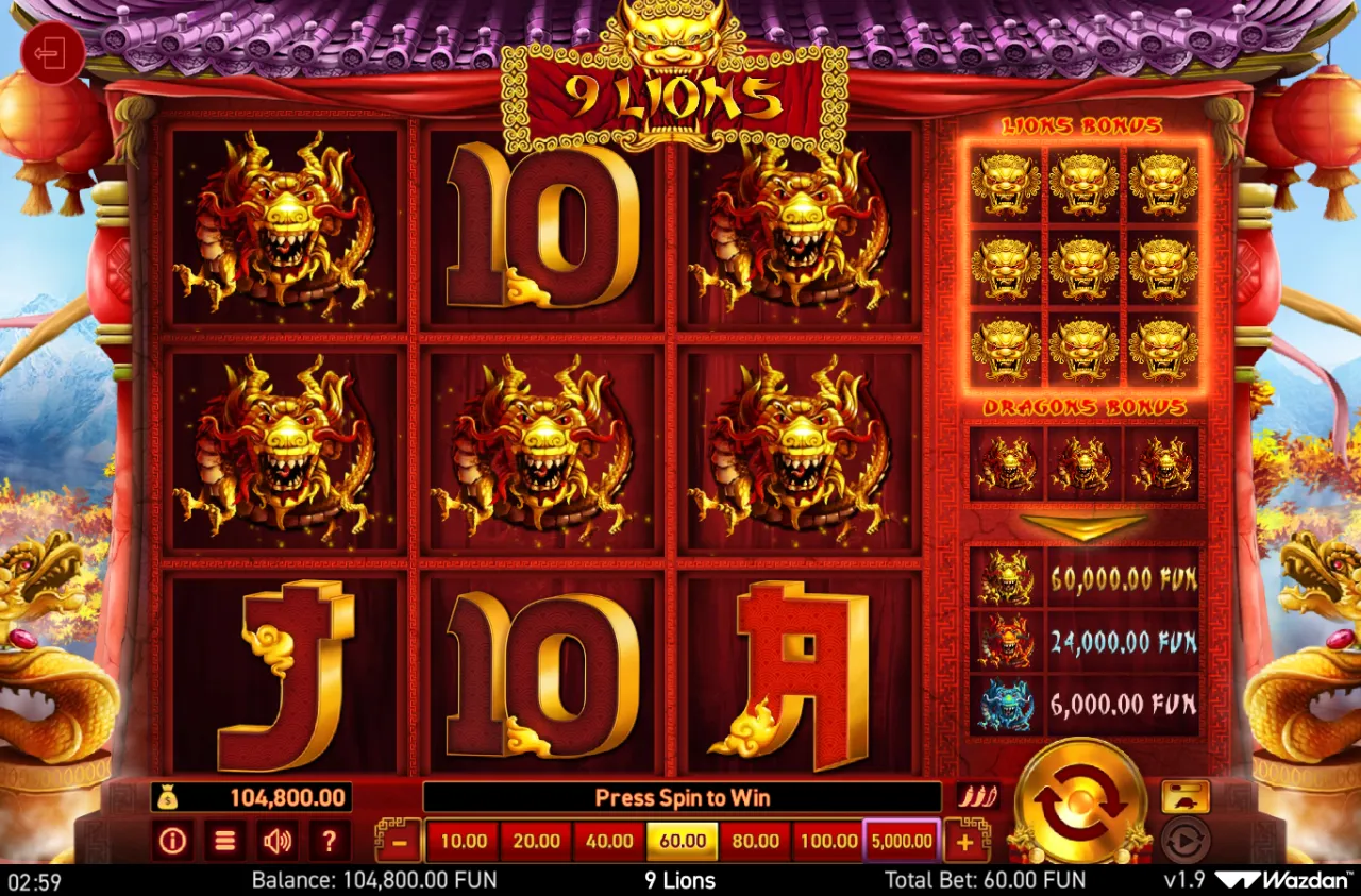 All nine golden lion heads filled on the left-hand Lions meter