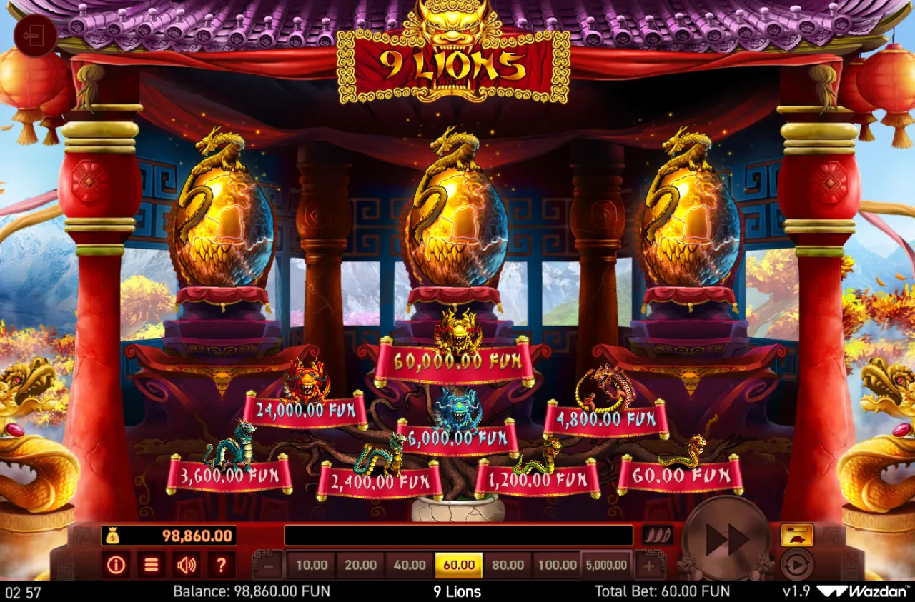 Dragons Bonus jackpot ladder, rungs from 60 up to 60,000