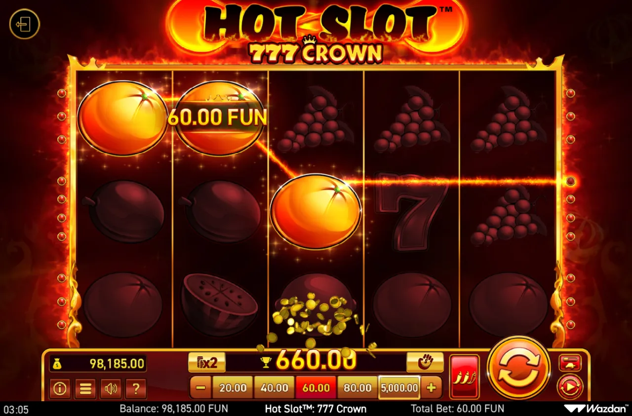 A 660 line win on the fruit reels